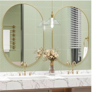Set of 2 - 20"x30" Bathroom Wall Mirror, Oval Bathroom Mirror, Hanging Mirror Ne